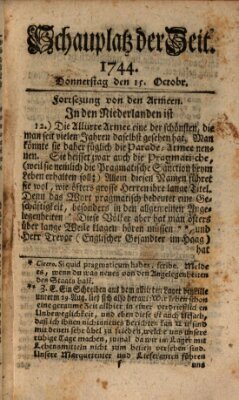 Kurzgefaßter Auszug der neuesten Weltgeschichte (Erlanger Real-Zeitung) Donnerstag 15. Oktober 1744