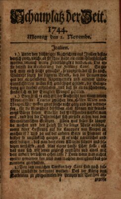 Kurzgefaßter Auszug der neuesten Weltgeschichte (Erlanger Real-Zeitung) Montag 2. November 1744