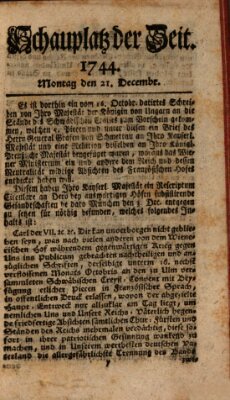 Kurzgefaßter Auszug der neuesten Weltgeschichte (Erlanger Real-Zeitung) Montag 21. Dezember 1744