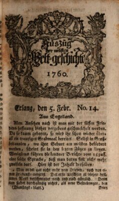 Auszug der neuesten Weltgeschichte (Erlanger Real-Zeitung) Dienstag 5. Februar 1760