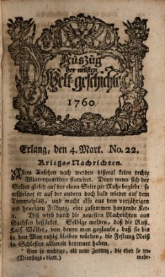 Auszug der neuesten Weltgeschichte (Erlanger Real-Zeitung) Dienstag 4. März 1760