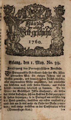 Auszug der neuesten Weltgeschichte (Erlanger Real-Zeitung) Donnerstag 1. Mai 1760