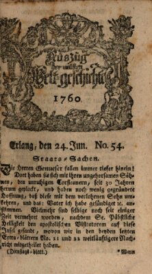 Auszug der neuesten Weltgeschichte (Erlanger Real-Zeitung) Dienstag 24. Juni 1760