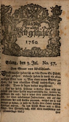 Auszug der neuesten Weltgeschichte (Erlanger Real-Zeitung) Donnerstag 3. Juli 1760