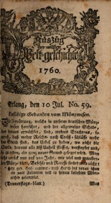 Auszug der neuesten Weltgeschichte (Erlanger Real-Zeitung) Donnerstag 10. Juli 1760