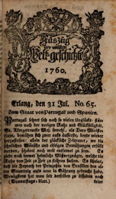 Auszug der neuesten Weltgeschichte (Erlanger Real-Zeitung) Donnerstag 31. Juli 1760