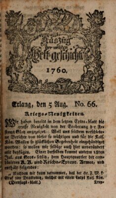 Auszug der neuesten Weltgeschichte (Erlanger Real-Zeitung) Dienstag 5. August 1760