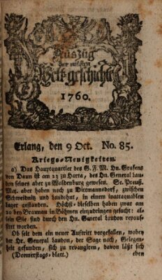 Auszug der neuesten Weltgeschichte (Erlanger Real-Zeitung) Donnerstag 9. Oktober 1760