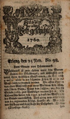 Auszug der neuesten Weltgeschichte (Erlanger Real-Zeitung) Dienstag 25. November 1760