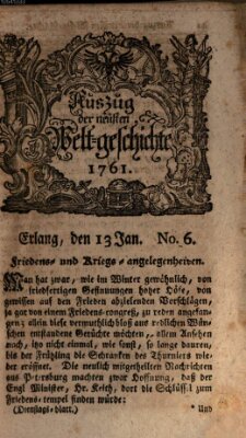 Auszug der neuesten Weltgeschichte (Erlanger Real-Zeitung) Dienstag 13. Januar 1761