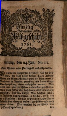 Auszug der neuesten Weltgeschichte (Erlanger Real-Zeitung) Samstag 24. Januar 1761