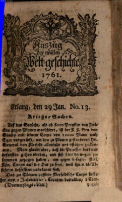 Auszug der neuesten Weltgeschichte (Erlanger Real-Zeitung) Donnerstag 29. Januar 1761