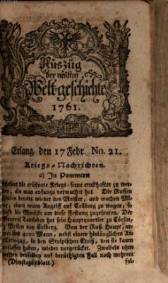 Auszug der neuesten Weltgeschichte (Erlanger Real-Zeitung) Dienstag 17. Februar 1761