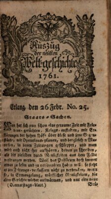 Auszug der neuesten Weltgeschichte (Erlanger Real-Zeitung) Donnerstag 26. Februar 1761