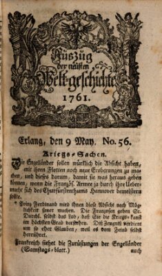 Auszug der neuesten Weltgeschichte (Erlanger Real-Zeitung) Samstag 9. Mai 1761