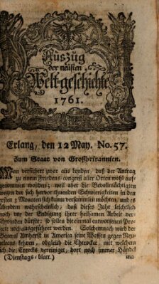 Auszug der neuesten Weltgeschichte (Erlanger Real-Zeitung) Dienstag 12. Mai 1761