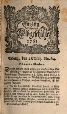 Auszug der neuesten Weltgeschichte (Erlanger Real-Zeitung) Donnerstag 28. Mai 1761