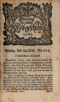 Auszug der neuesten Weltgeschichte (Erlanger Real-Zeitung) Donnerstag 24. September 1761