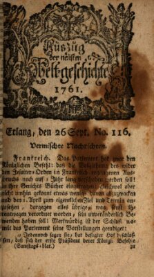 Auszug der neuesten Weltgeschichte (Erlanger Real-Zeitung) Samstag 26. September 1761