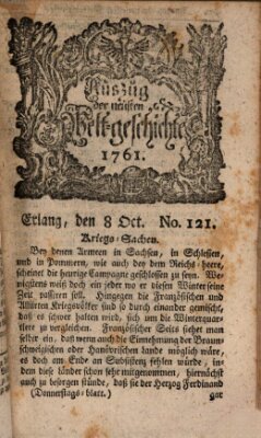 Auszug der neuesten Weltgeschichte (Erlanger Real-Zeitung) Donnerstag 8. Oktober 1761