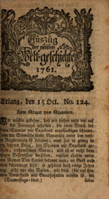 Auszug der neuesten Weltgeschichte (Erlanger Real-Zeitung) Donnerstag 15. Oktober 1761