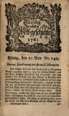 Auszug der neuesten Weltgeschichte (Erlanger Real-Zeitung) Samstag 21. November 1761