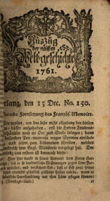 Auszug der neuesten Weltgeschichte (Erlanger Real-Zeitung) Dienstag 15. Dezember 1761