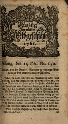 Auszug der neuesten Weltgeschichte (Erlanger Real-Zeitung) Samstag 19. Dezember 1761