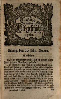 Auszug der neuesten Weltgeschichte (Erlanger Real-Zeitung) Samstag 20. Februar 1762