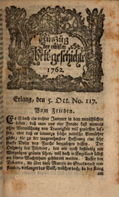 Auszug der neuesten Weltgeschichte (Erlanger Real-Zeitung) Dienstag 5. Oktober 1762