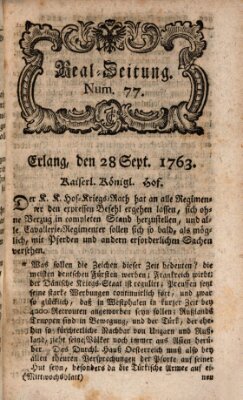 Real-Zeitung aufs Jahr ... das ist Auszug der neuesten Weltgeschichte (Erlanger Real-Zeitung) Mittwoch 28. September 1763