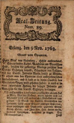 Real-Zeitung aufs Jahr ... das ist Auszug der neuesten Weltgeschichte (Erlanger Real-Zeitung) Mittwoch 9. November 1763