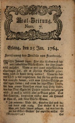 Real-Zeitung aufs Jahr ... das ist Auszug der neuesten Weltgeschichte (Erlanger Real-Zeitung) Mittwoch 25. Januar 1764