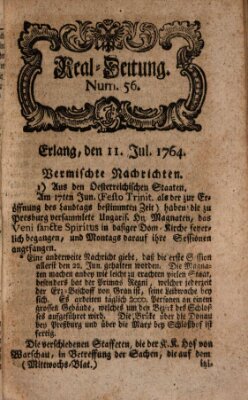 Real-Zeitung aufs Jahr ... das ist Auszug der neuesten Weltgeschichte (Erlanger Real-Zeitung) Mittwoch 11. Juli 1764