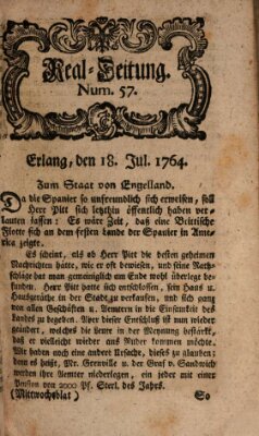 Real-Zeitung aufs Jahr ... das ist Auszug der neuesten Weltgeschichte (Erlanger Real-Zeitung) Mittwoch 18. Juli 1764