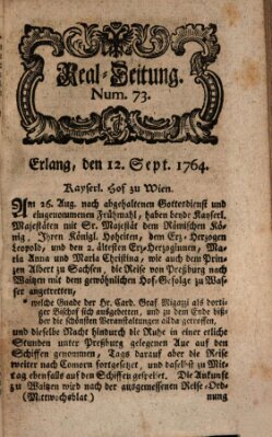 Real-Zeitung aufs Jahr ... das ist Auszug der neuesten Weltgeschichte (Erlanger Real-Zeitung) Mittwoch 12. September 1764