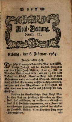 Real-Zeitung aufs Jahr ... das ist Auszug der neuesten Weltgeschichte (Erlanger Real-Zeitung) Mittwoch 6. Februar 1765