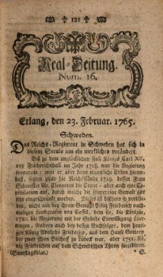 Real-Zeitung aufs Jahr ... das ist Auszug der neuesten Weltgeschichte (Erlanger Real-Zeitung) Samstag 23. Februar 1765