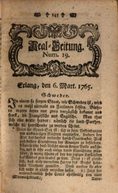 Real-Zeitung aufs Jahr ... das ist Auszug der neuesten Weltgeschichte (Erlanger Real-Zeitung) Mittwoch 6. März 1765