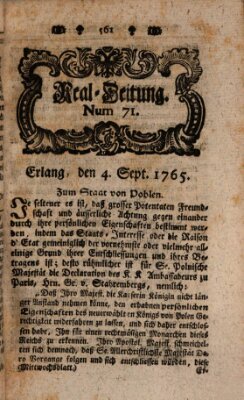 Real-Zeitung aufs Jahr ... das ist Auszug der neuesten Weltgeschichte (Erlanger Real-Zeitung) Mittwoch 4. September 1765