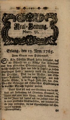 Real-Zeitung aufs Jahr ... das ist Auszug der neuesten Weltgeschichte (Erlanger Real-Zeitung) Mittwoch 13. November 1765