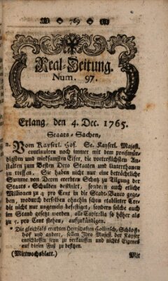 Real-Zeitung aufs Jahr ... das ist Auszug der neuesten Weltgeschichte (Erlanger Real-Zeitung) Mittwoch 4. Dezember 1765