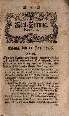 Real-Zeitung aufs Jahr ... das ist Auszug der neuesten Weltgeschichte (Erlanger Real-Zeitung) Samstag 11. Januar 1766