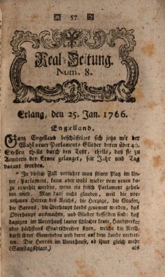 Real-Zeitung aufs Jahr ... das ist Auszug der neuesten Weltgeschichte (Erlanger Real-Zeitung) Samstag 25. Januar 1766