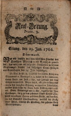 Real-Zeitung aufs Jahr ... das ist Auszug der neuesten Weltgeschichte (Erlanger Real-Zeitung) Mittwoch 29. Januar 1766