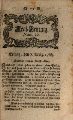 Real-Zeitung aufs Jahr ... das ist Auszug der neuesten Weltgeschichte (Erlanger Real-Zeitung) Samstag 8. März 1766