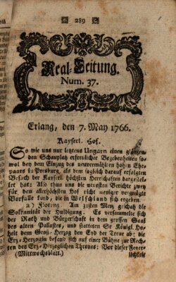 Real-Zeitung aufs Jahr ... das ist Auszug der neuesten Weltgeschichte (Erlanger Real-Zeitung) Mittwoch 7. Mai 1766