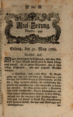 Real-Zeitung aufs Jahr ... das ist Auszug der neuesten Weltgeschichte (Erlanger Real-Zeitung) Samstag 31. Mai 1766