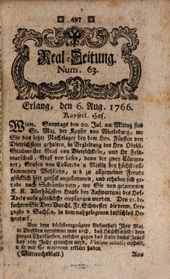 Real-Zeitung aufs Jahr ... das ist Auszug der neuesten Weltgeschichte (Erlanger Real-Zeitung) Mittwoch 6. August 1766