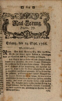 Real-Zeitung aufs Jahr ... das ist Auszug der neuesten Weltgeschichte (Erlanger Real-Zeitung) Mittwoch 24. September 1766